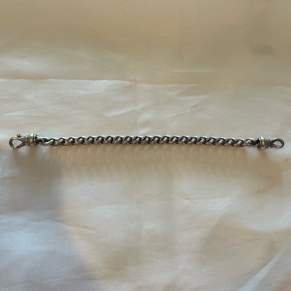 David Yurman 6mm Wheat Chain Bracelet, 925 silver & 585 14k gold. 25g. - Picture 2 of 12